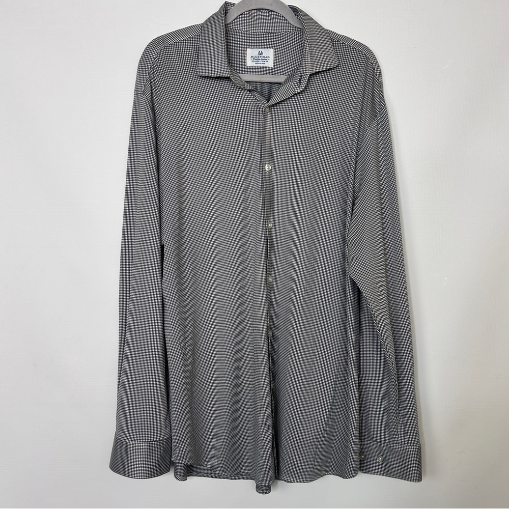 Mizzen + Main Gingham
Performance Trim Fit Button Up
Shirt Black Mens 2XL Tall